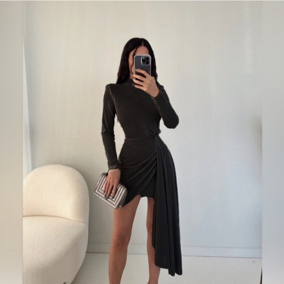 Zara Gathered Linen Blend Dress Zara Dresses Zara Linen Blend - Main Image